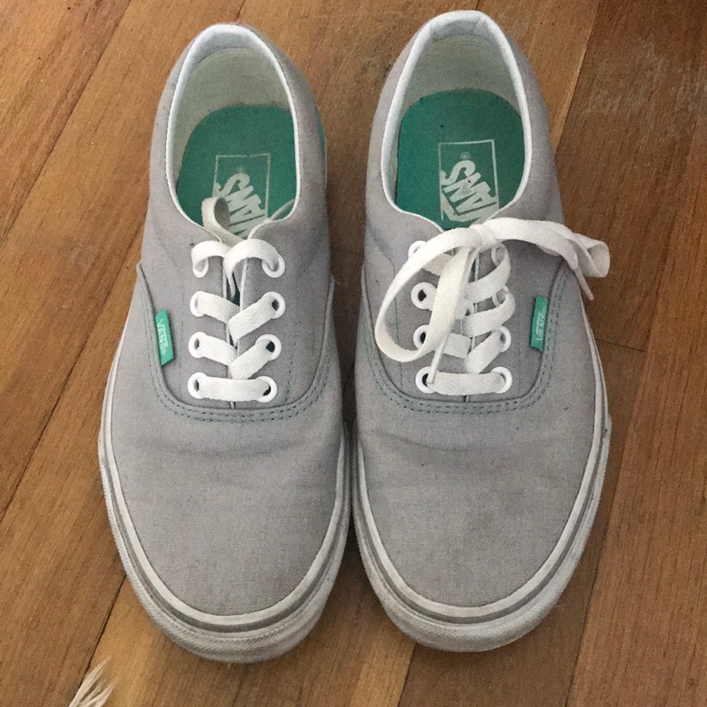 grey and turquoise classic vans